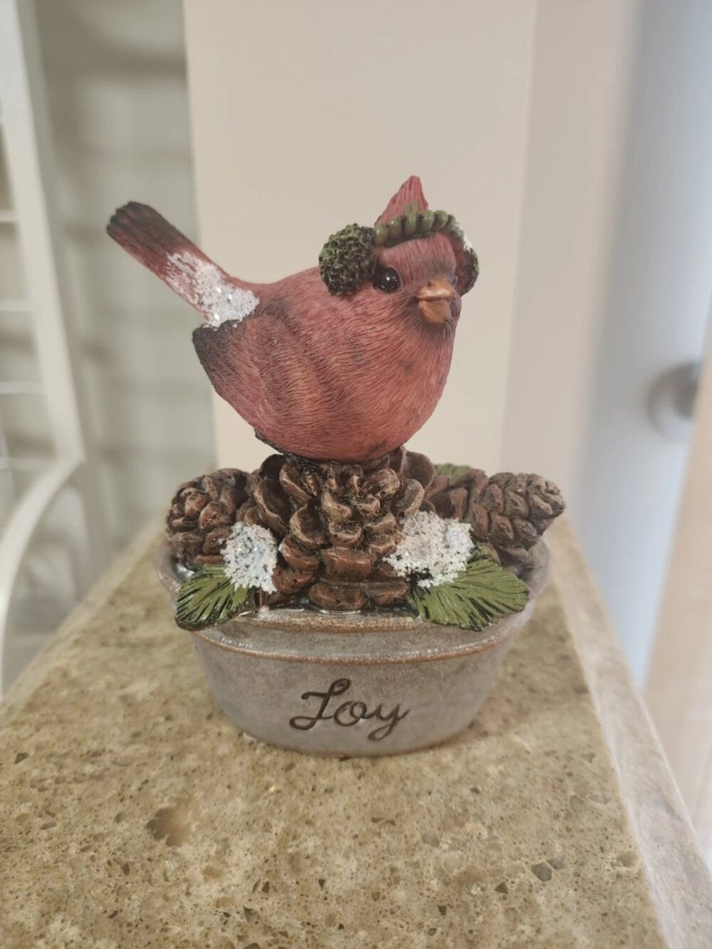 Winter Rustic Bird Cardinal Figurine Winter JOY
